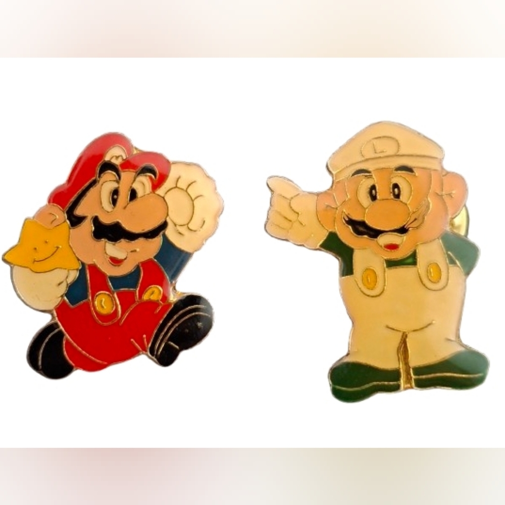 Super Mario Bros. & Luigi Nintendo of America 1988 Vintage Enamel Pins Taiwan